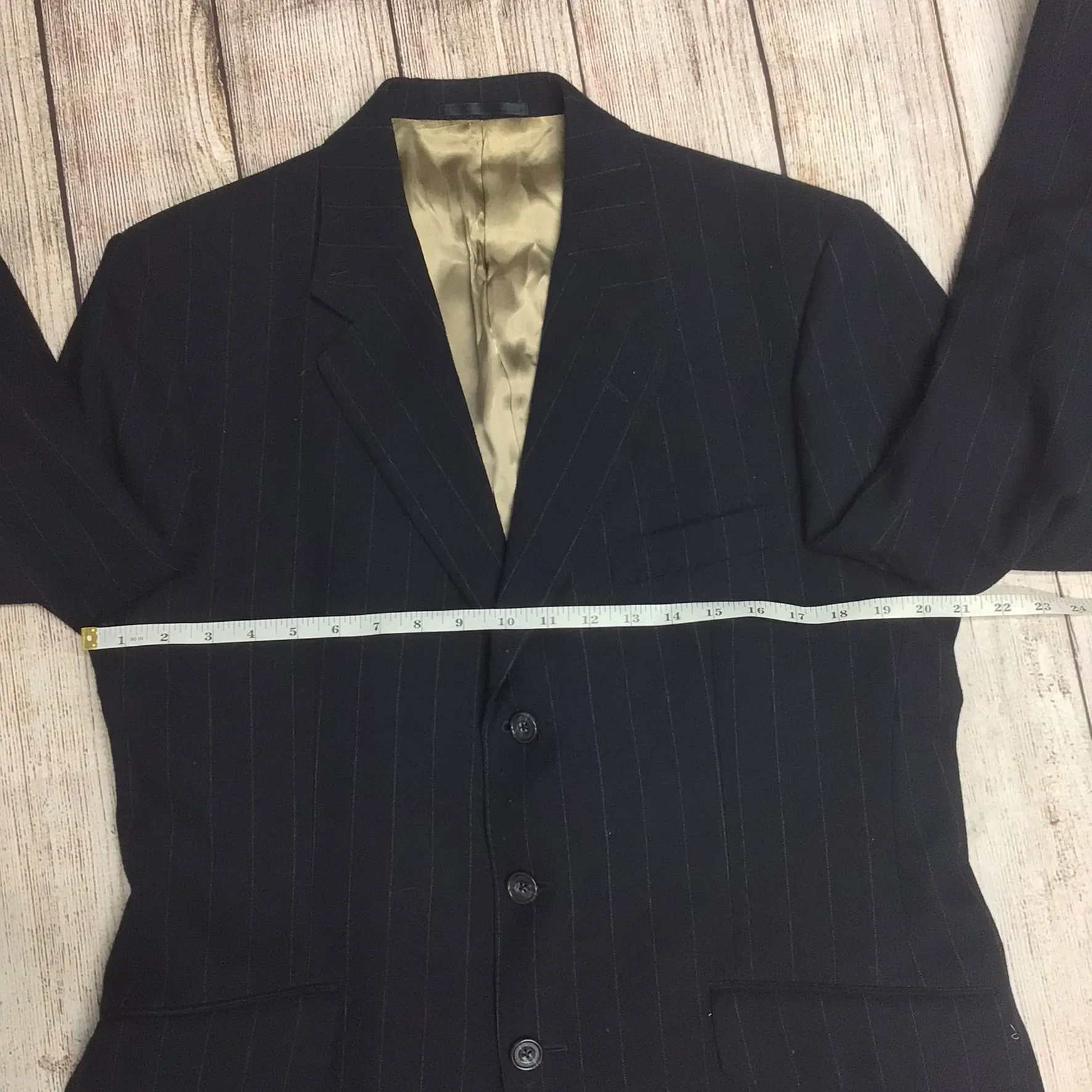 Aquascutum Navy Blue Striped Blazer Jacket 100% Wool Size 41R