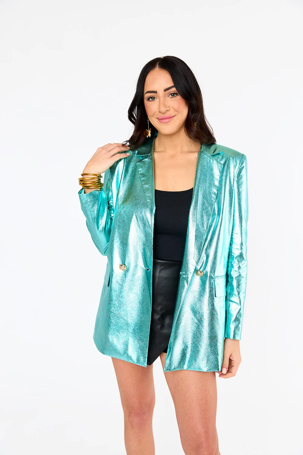 Avery Oversized Blazer - Aqua