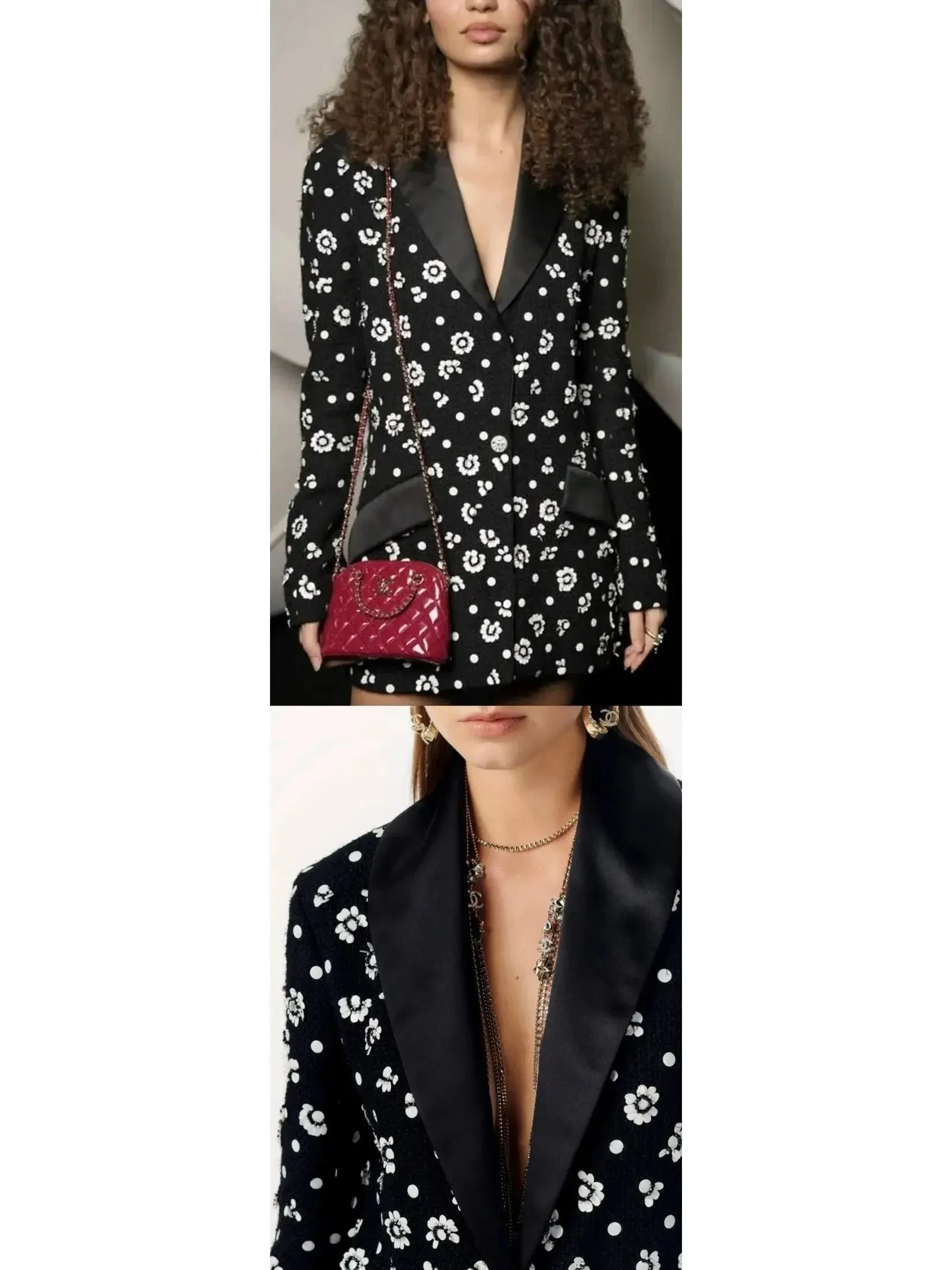 Black & White Embroidered Wool Tweed Jacket