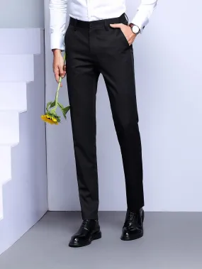 Black Slant Pocket Zipper Fly Tailored Trousers