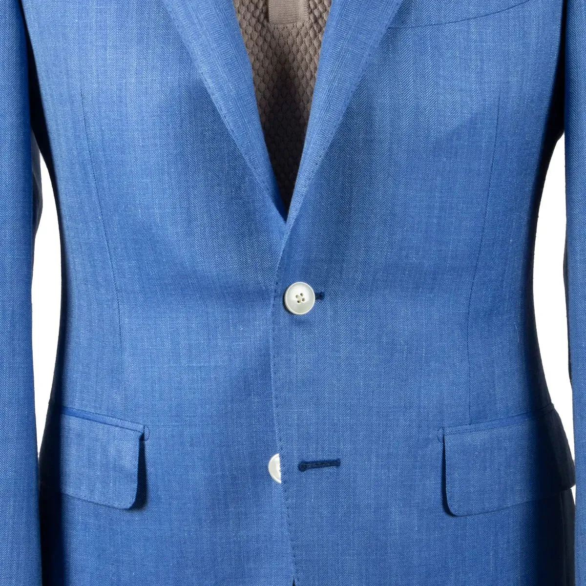 Blue Wool, Silk, & Linen Herringbone Jacket