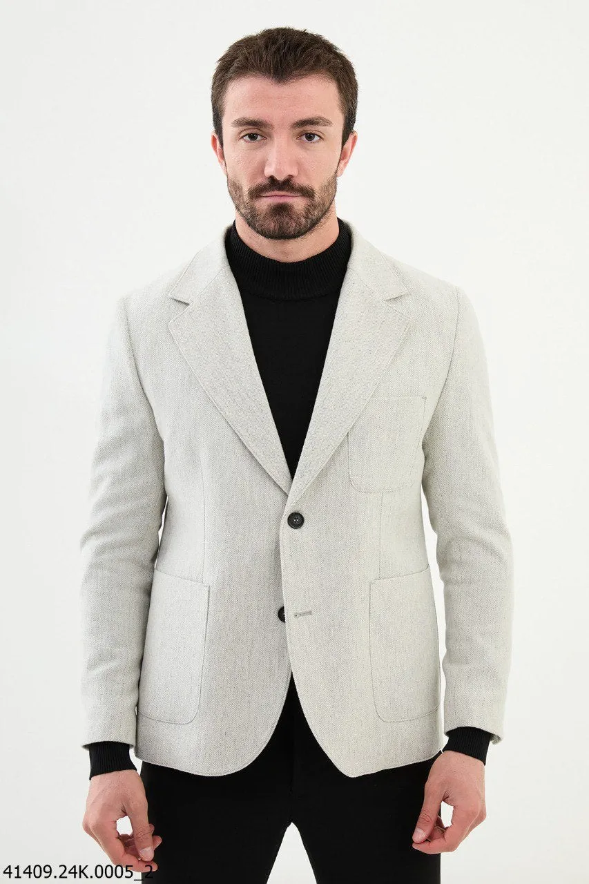 Bojoni Belmonte Slim Fit Beige Hood Blazer