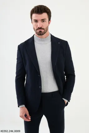 Bojoni Belmonte Slim Fit Navy Blue Striped Blazer