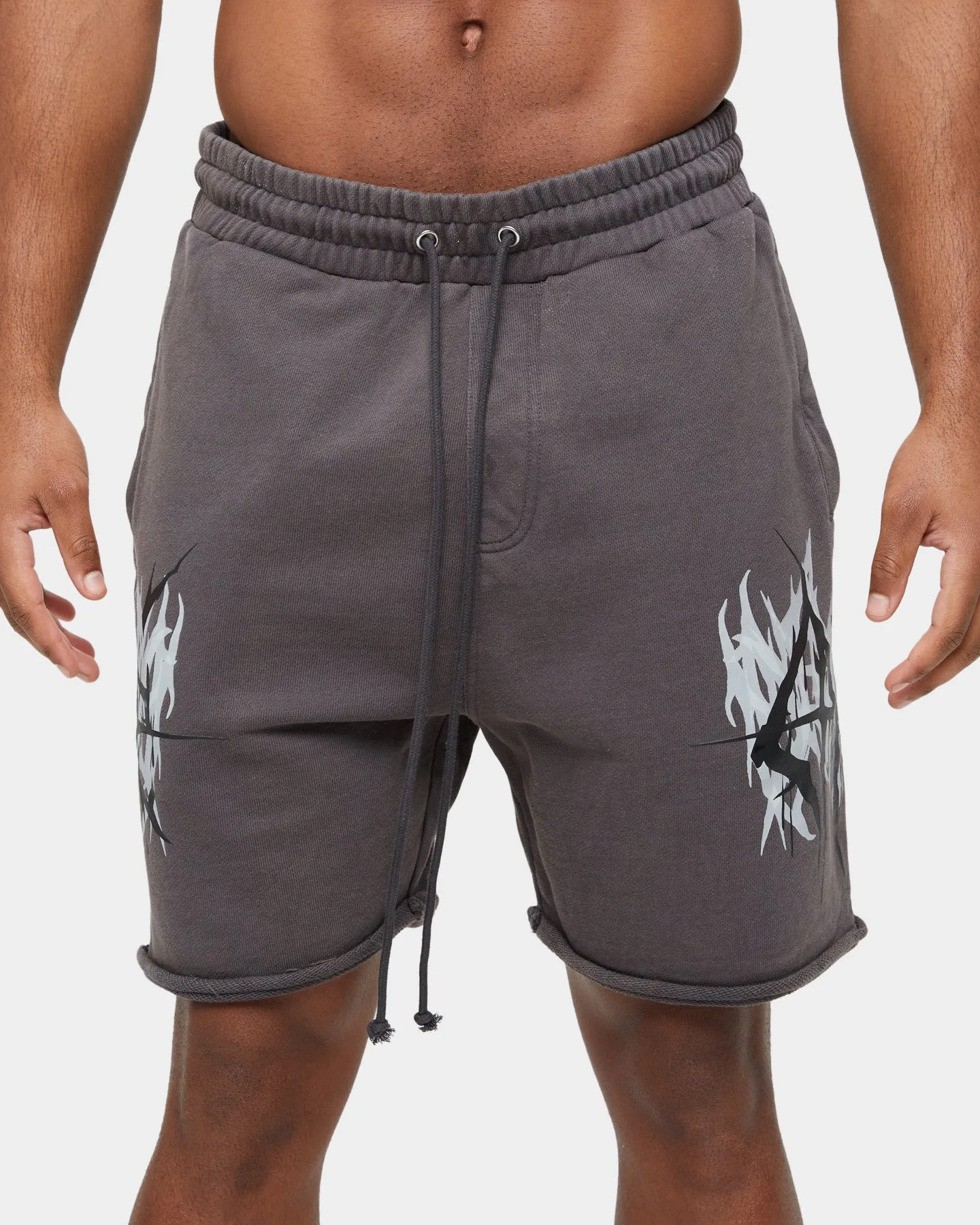 Carre Metalle Distressed Sweat Shorts Washed Grey