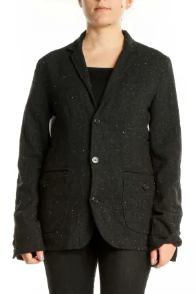 Charcoal Speckled Wool Blend Blazer