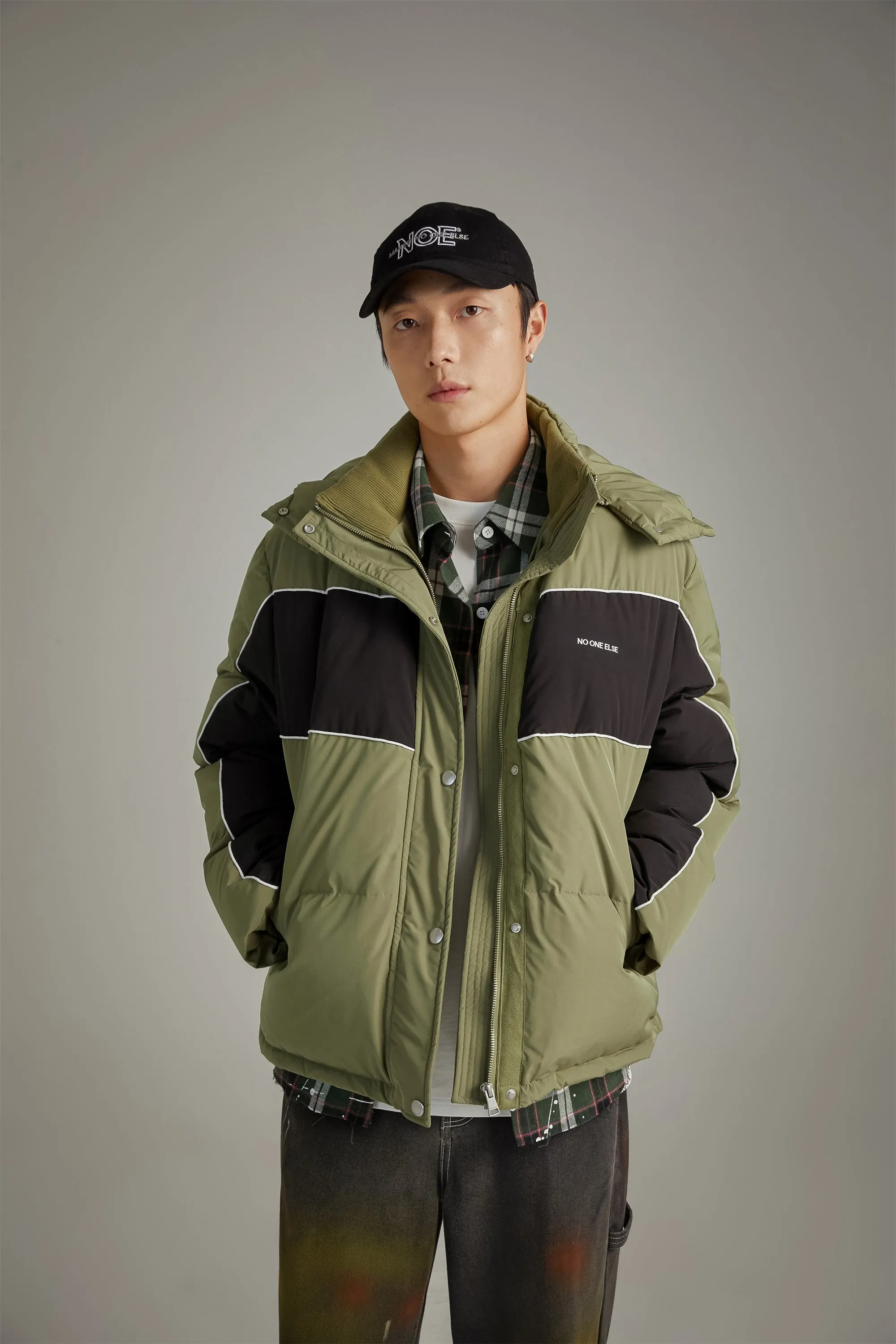 Color Combination Oversized Padded Jacket