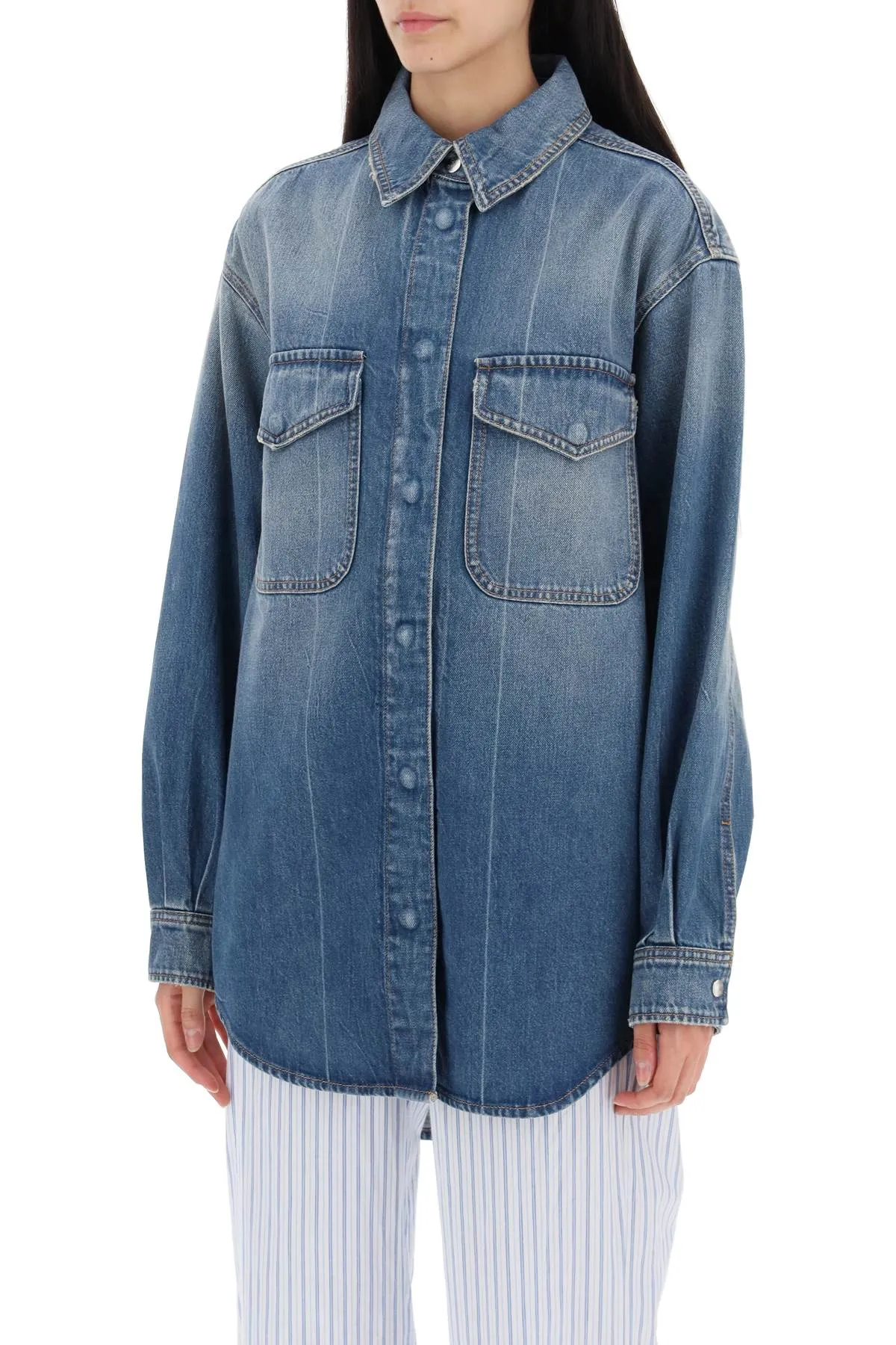 denim overshirt made of recycled cotton blend