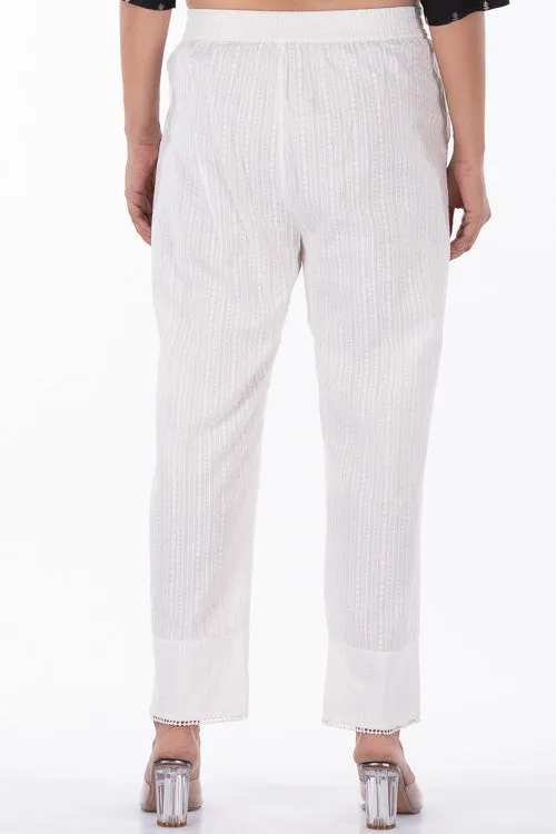 Dharan "Khari Straight Pants" White Block Printed Pants