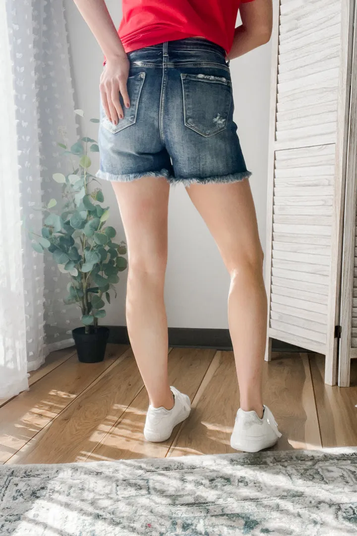 Distressed High Rise Shorts