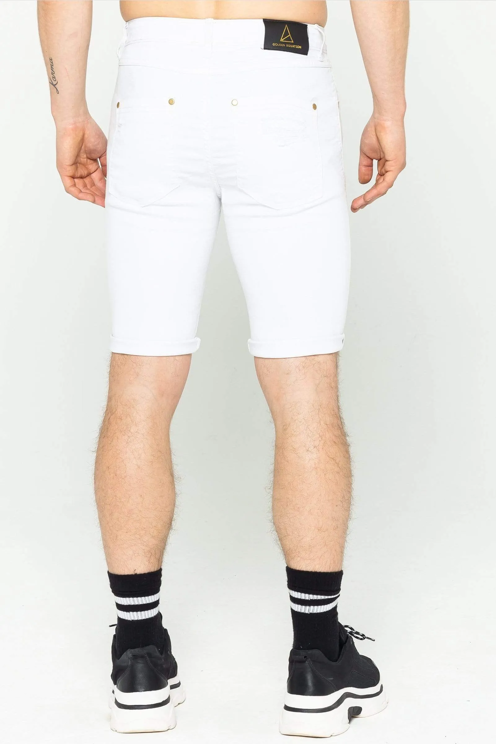 Duke Spray On Men's Denim Shorts - White