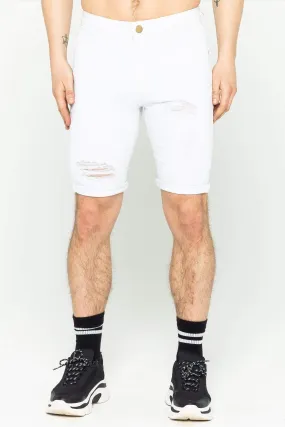 Duke Spray On Men's Denim Shorts - White