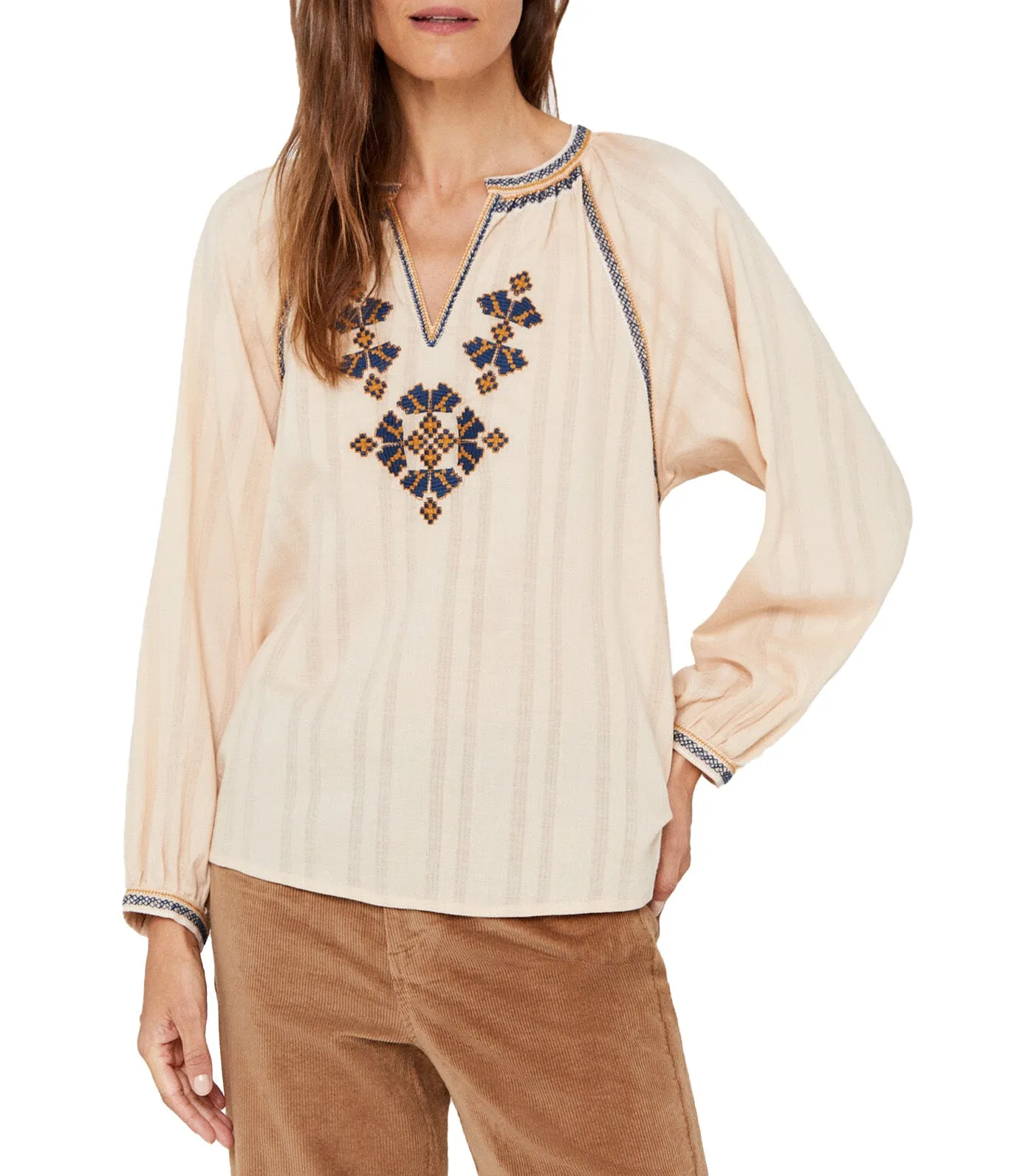 Embroidered Sustainable Blouse Beige