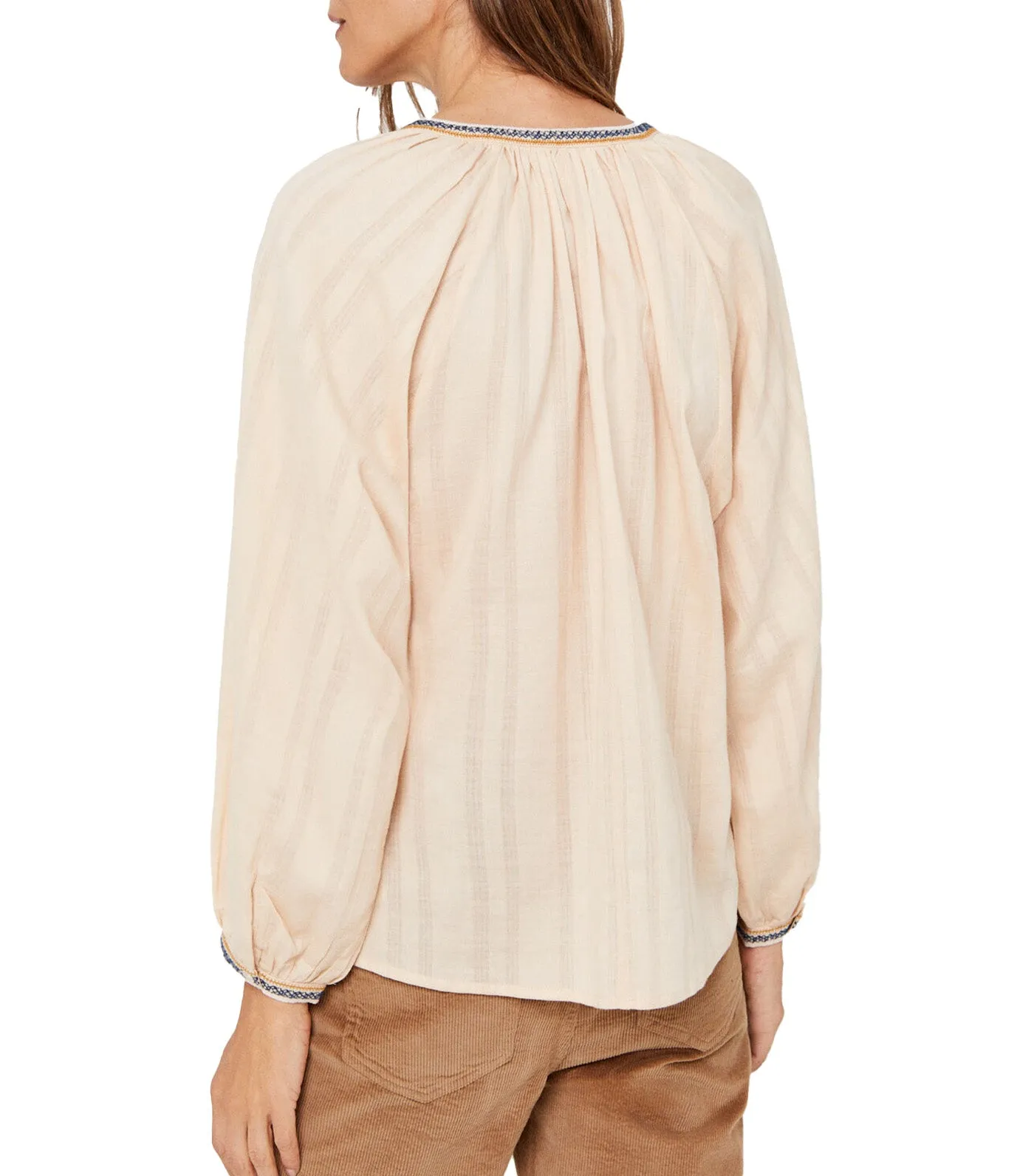 Embroidered Sustainable Blouse Beige