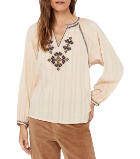 Embroidered Sustainable Blouse Beige