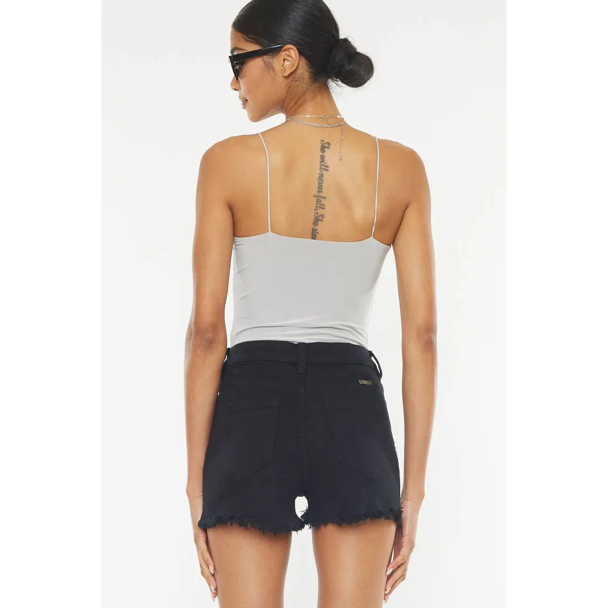 KanCan Black Distresseed Denim Shorts