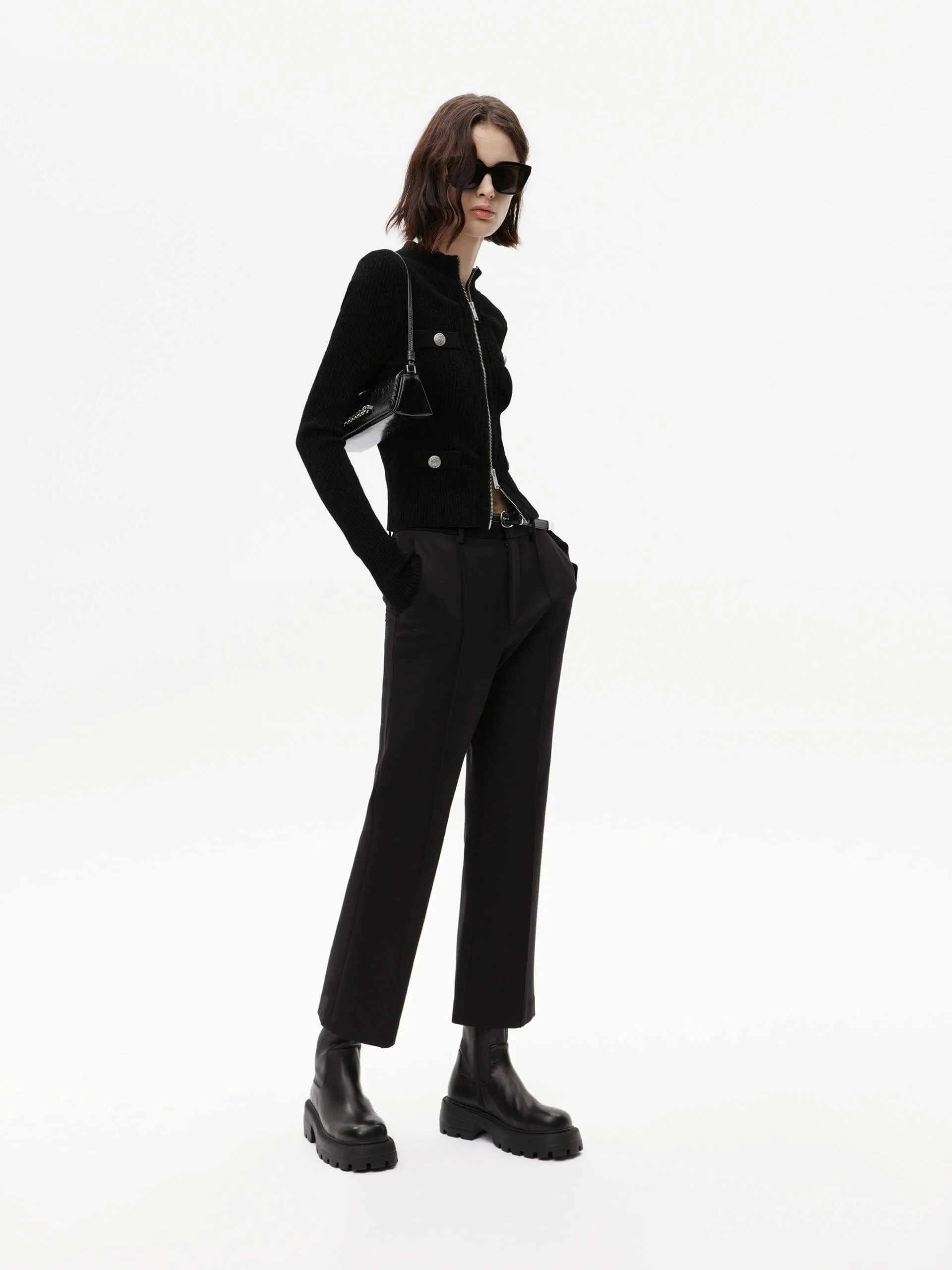 Mid Waist Tailored Pants