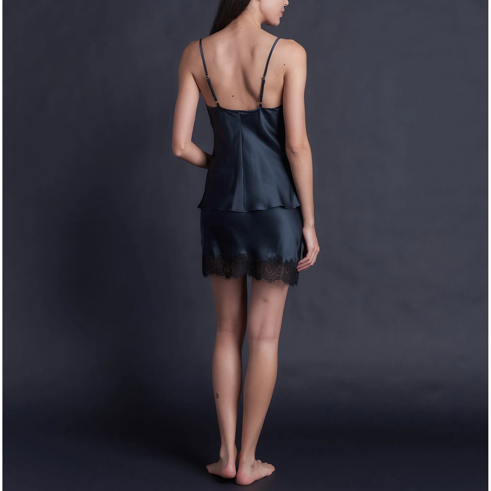 Olwen Bias Cut Camisole in Sapphire Silk Charmeuse