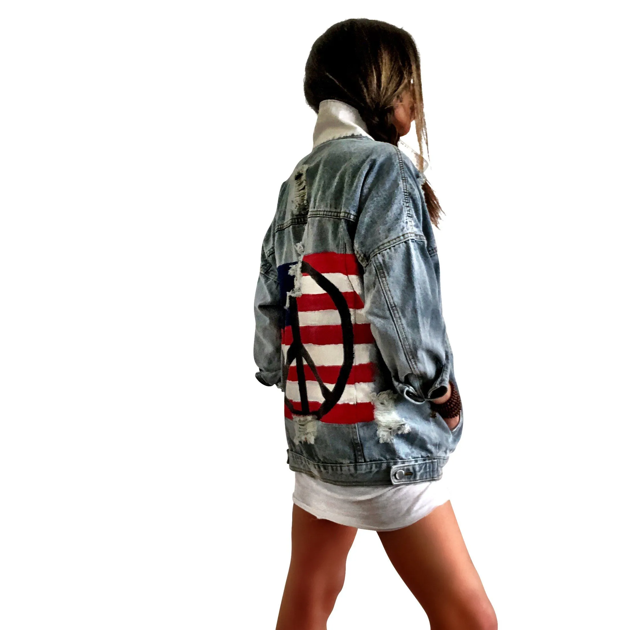 'PEACE FLAG PART 2' DENIM JACKET