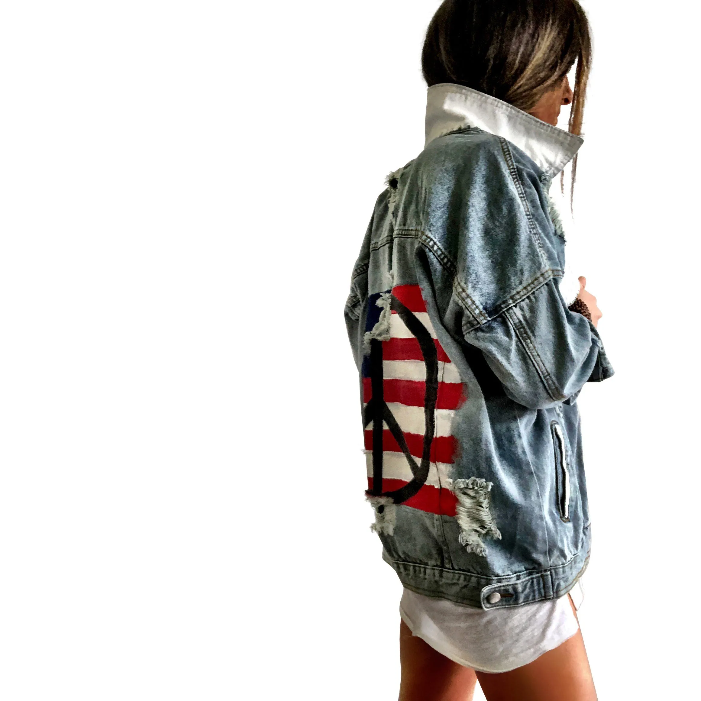 'PEACE FLAG PART 2' DENIM JACKET