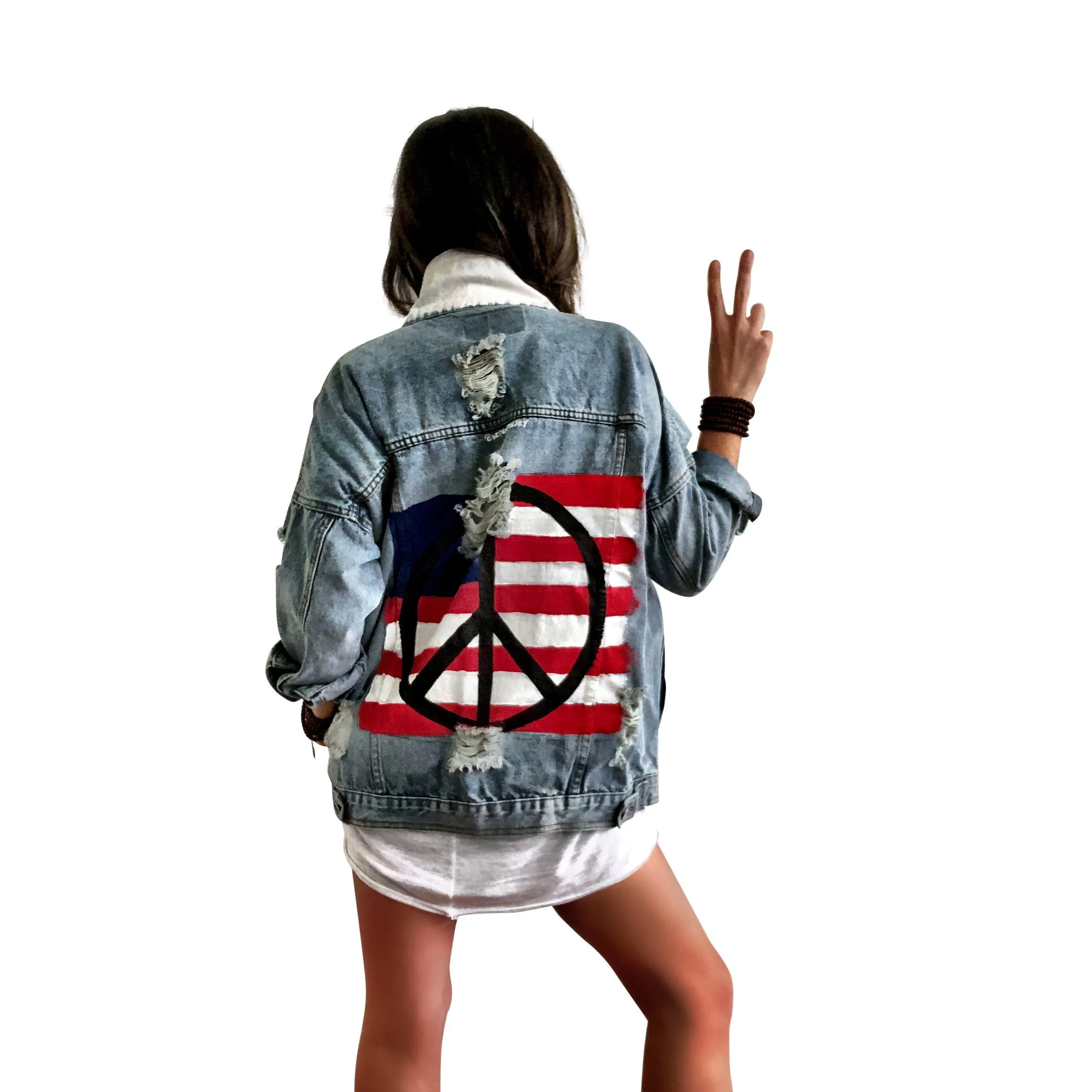 'PEACE FLAG PART 2' DENIM JACKET