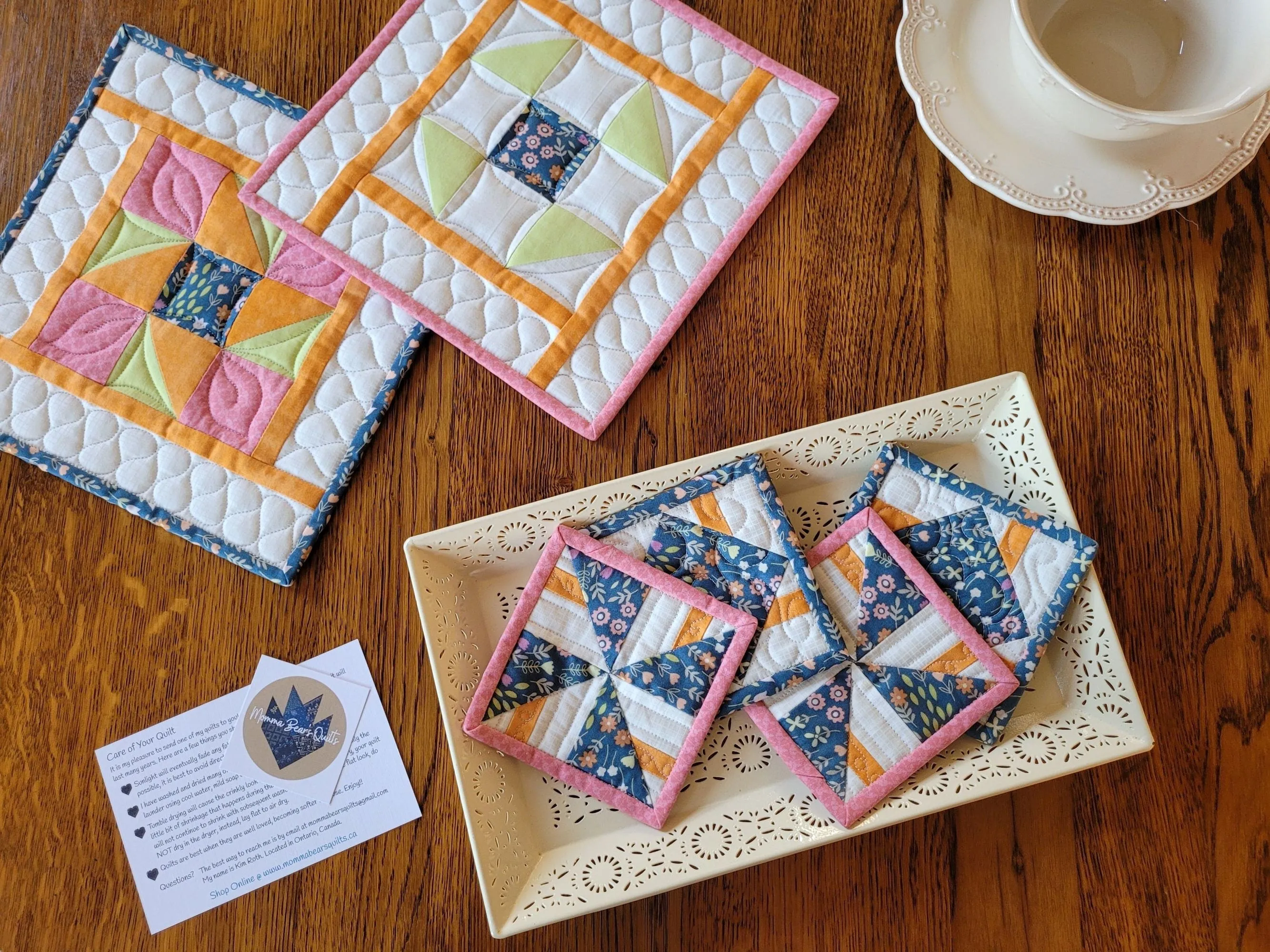 Quilted Hot Mats | Patchwork Potholders | Kitchen Gift