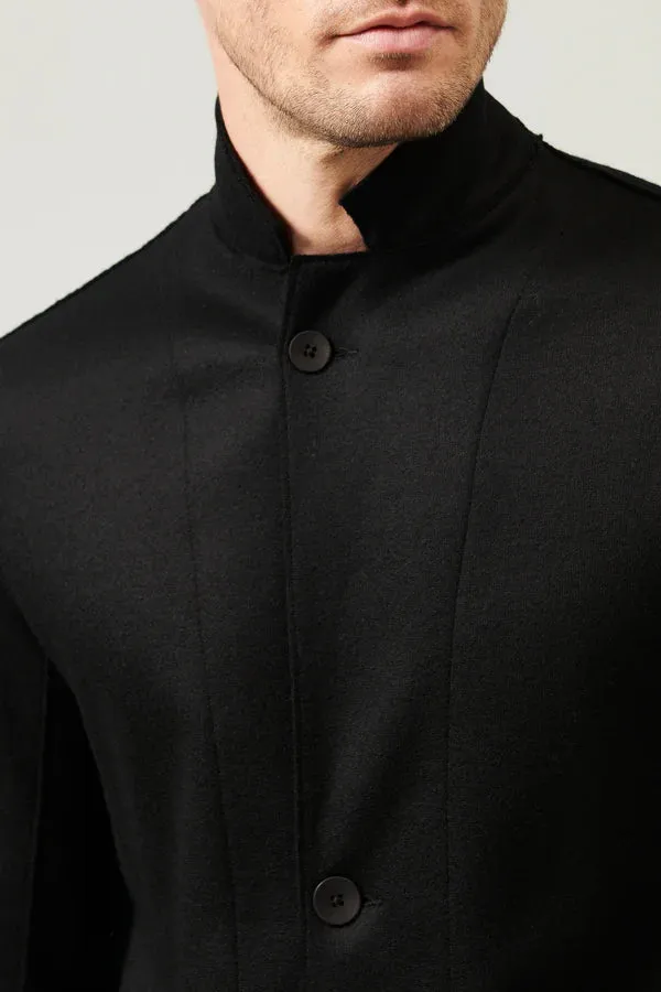 Raw cut boiled wool regular fit jacket - Black