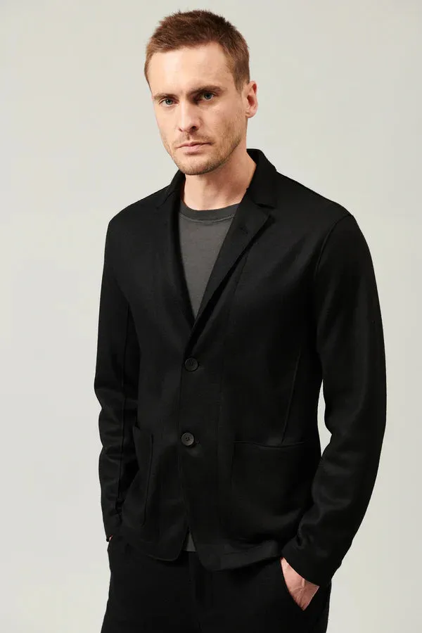 Raw cut boiled wool regular fit jacket - Black