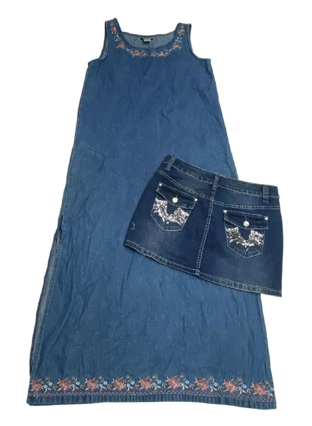 Recycle Vintage Denim Skirts & Dresses 21 pcs 24 lbs C1121532-16