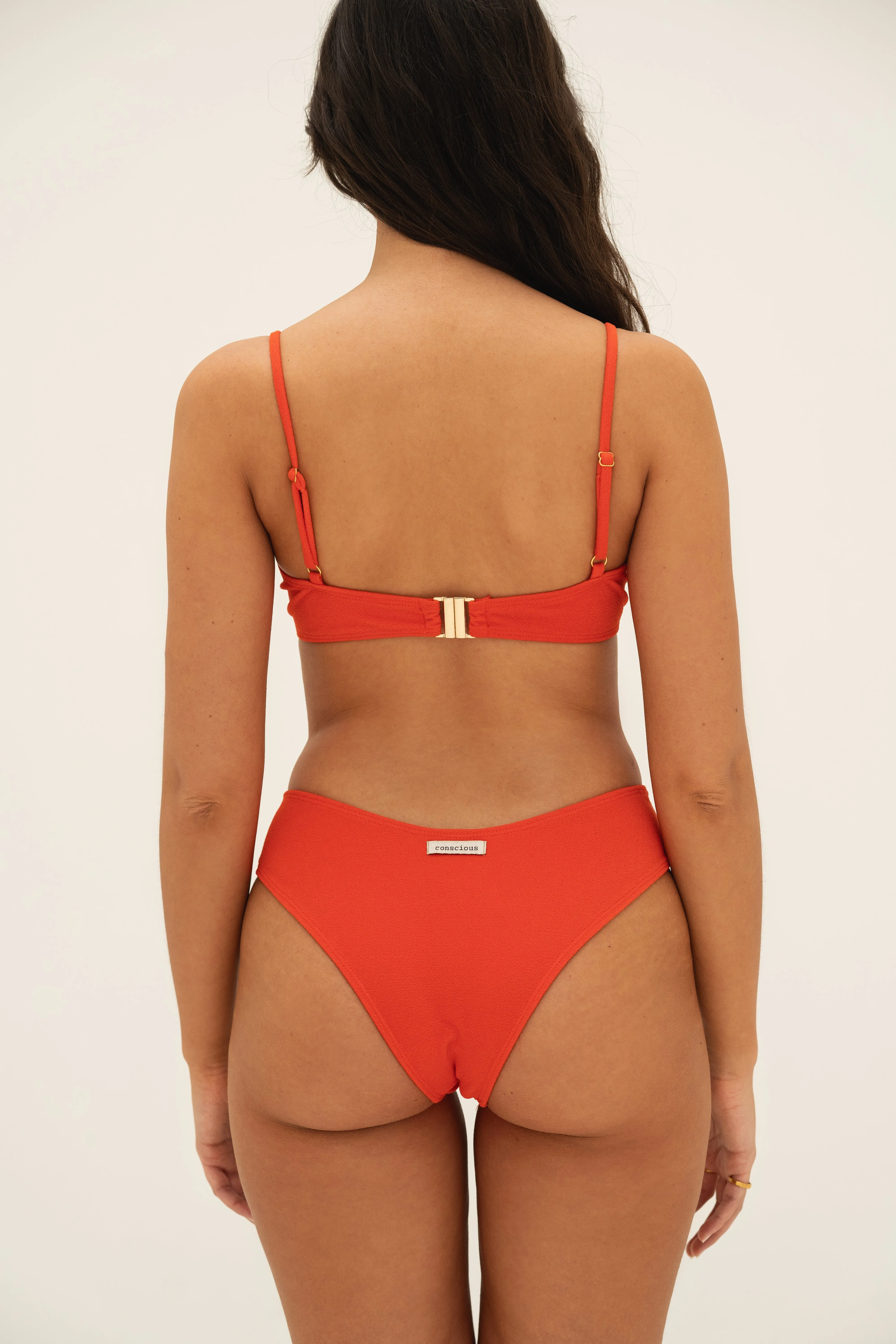 sustainable swimwear top eva red orange