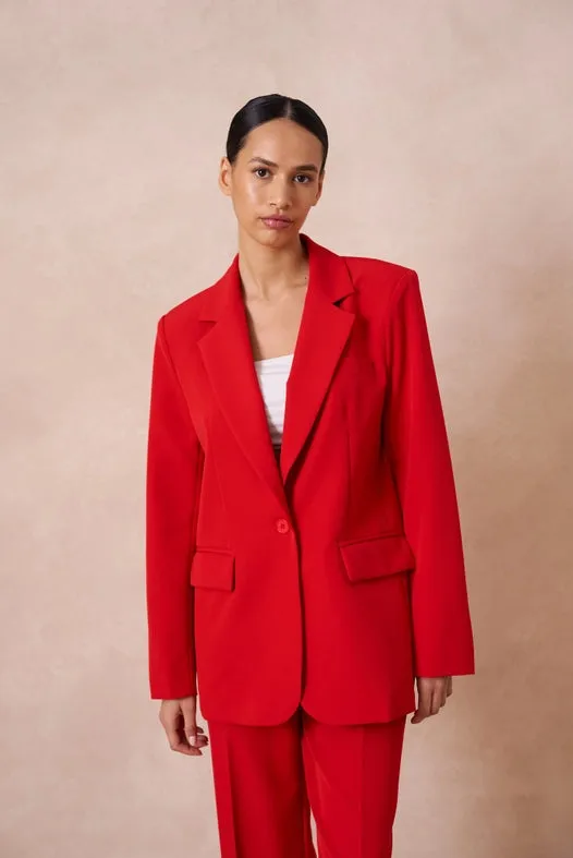 Timeless Plain Oversized Jacket Red