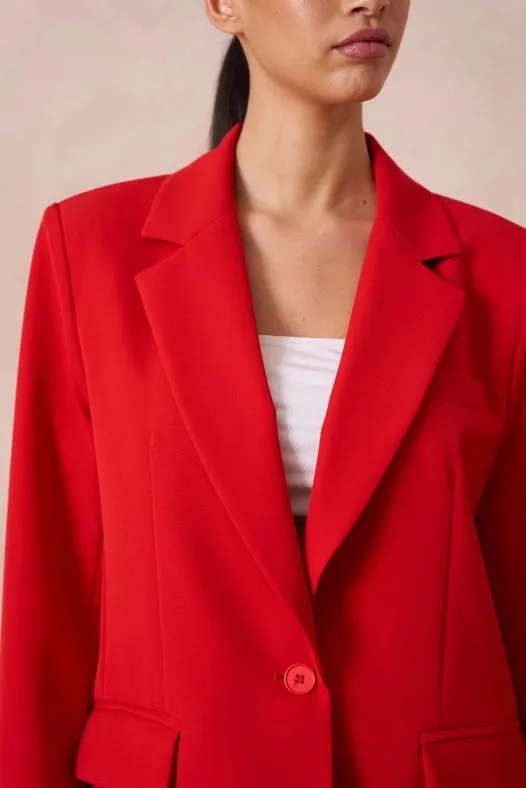 Timeless Plain Oversized Jacket Red