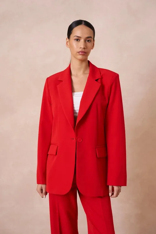 Timeless Plain Oversized Jacket Red