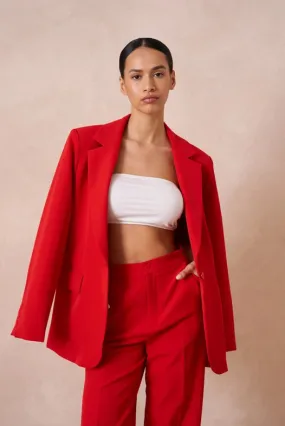 Timeless Plain Oversized Jacket Red