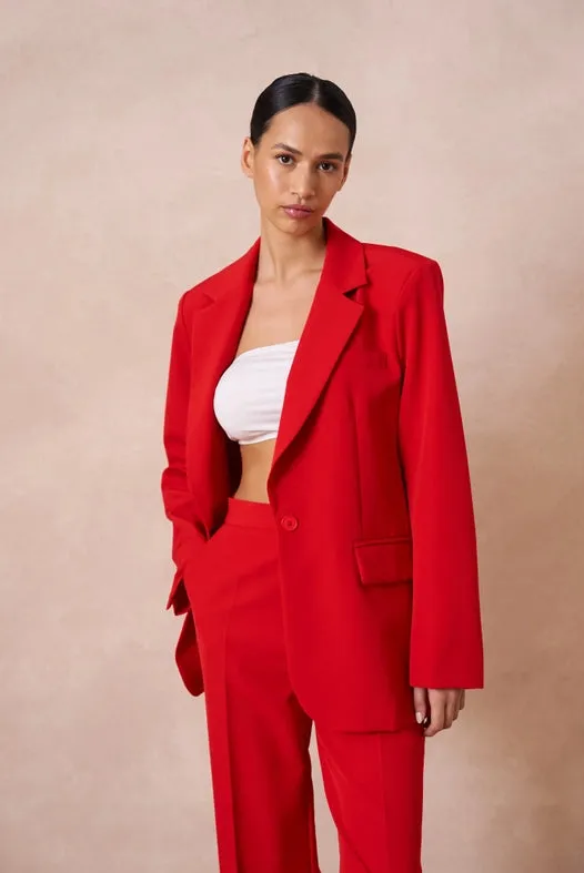 Timeless Plain Oversized Jacket Red