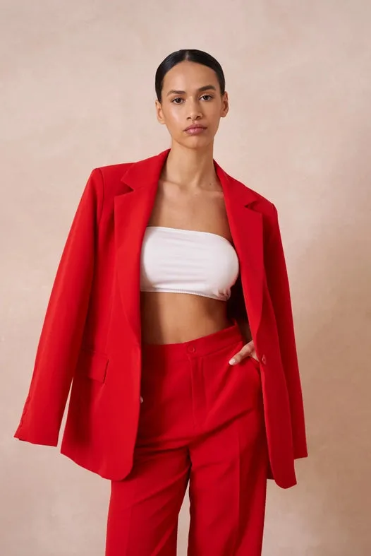 Timeless Plain Oversized Jacket Red