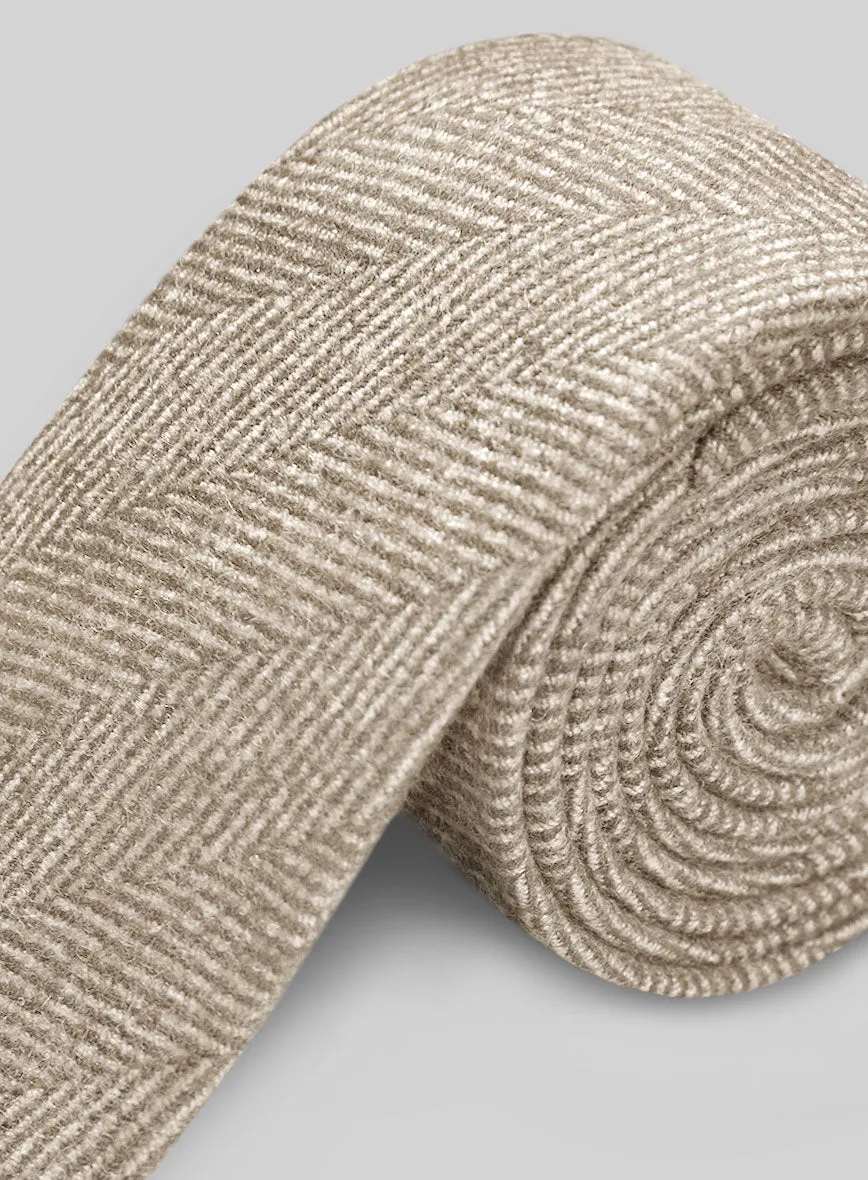 Tweed Tie - Naples Wide Herringbone Beige