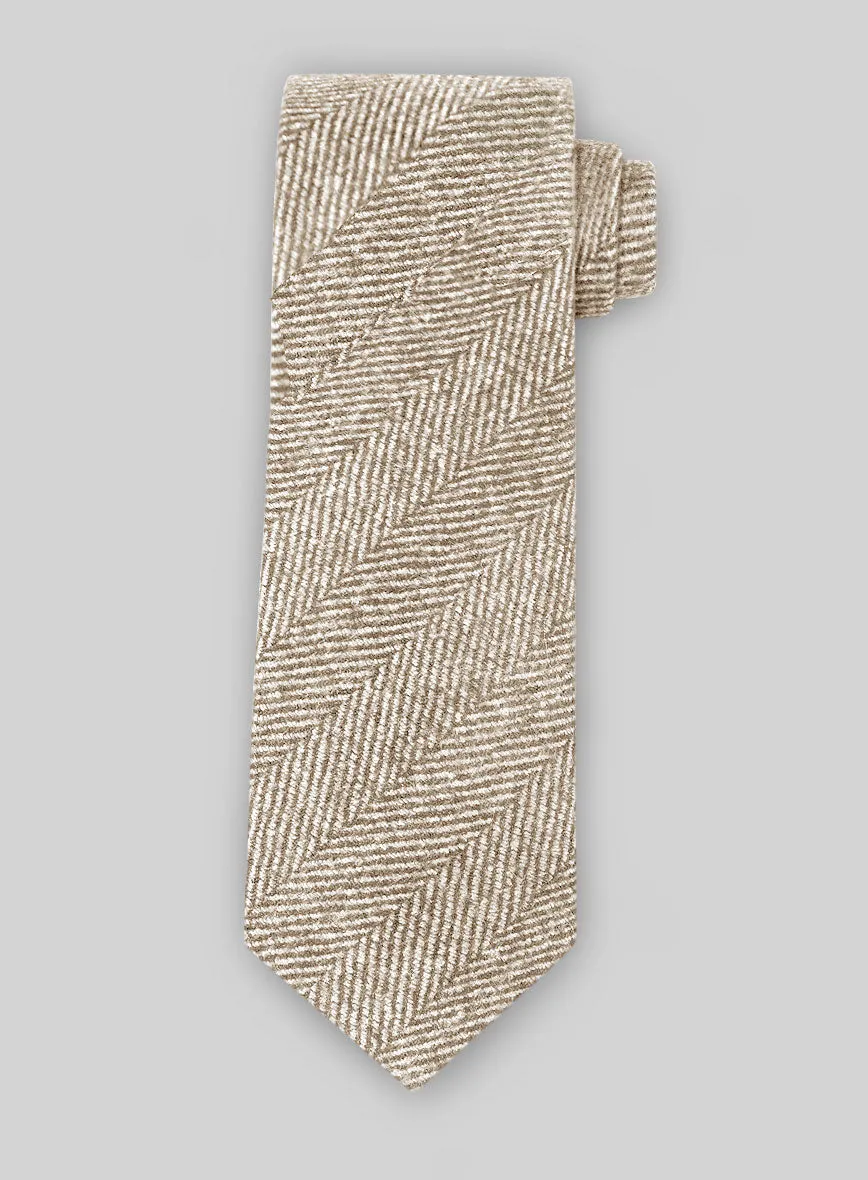 Tweed Tie - Naples Wide Herringbone Beige