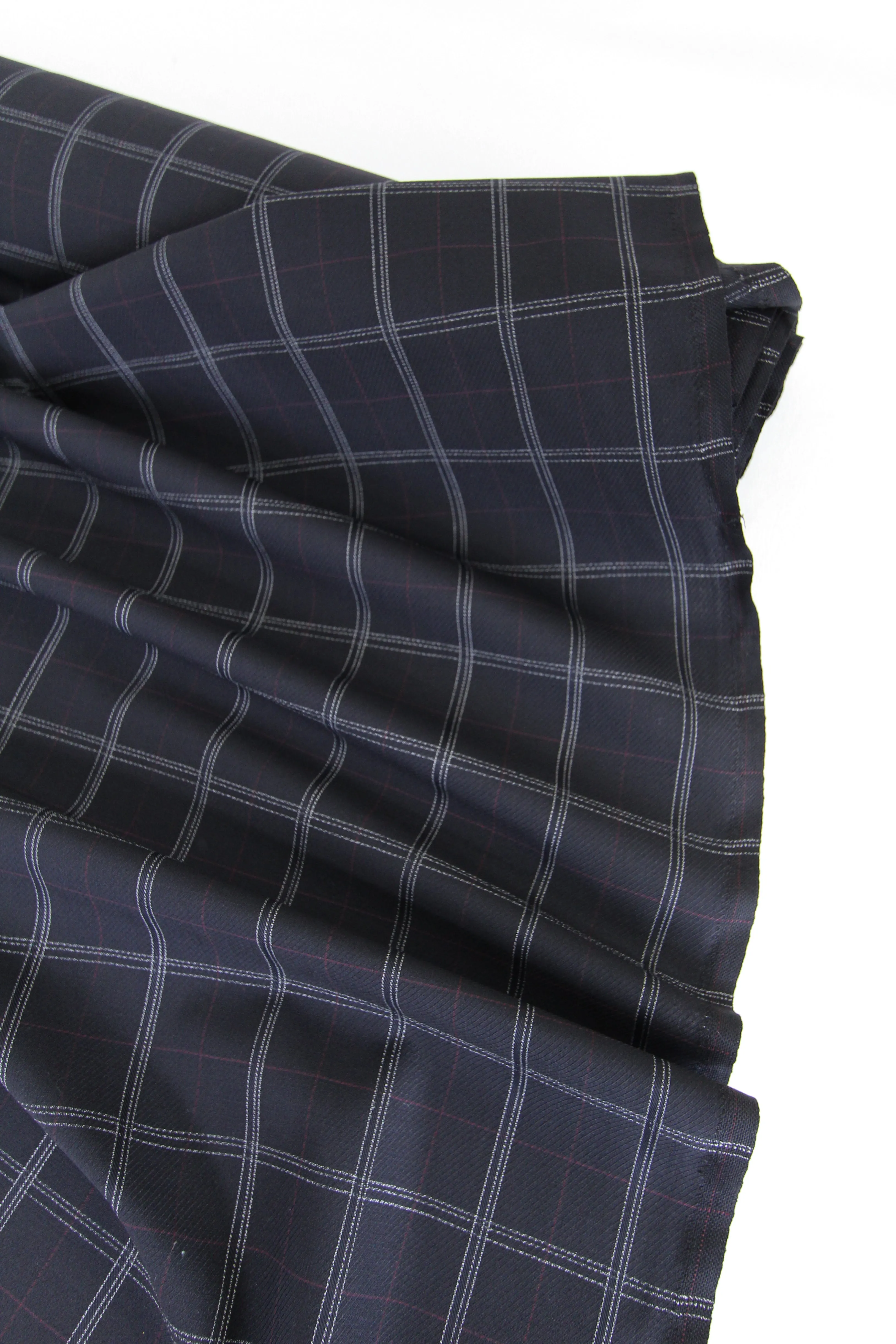 William - Italian Twill Plaid Suiting | Navy