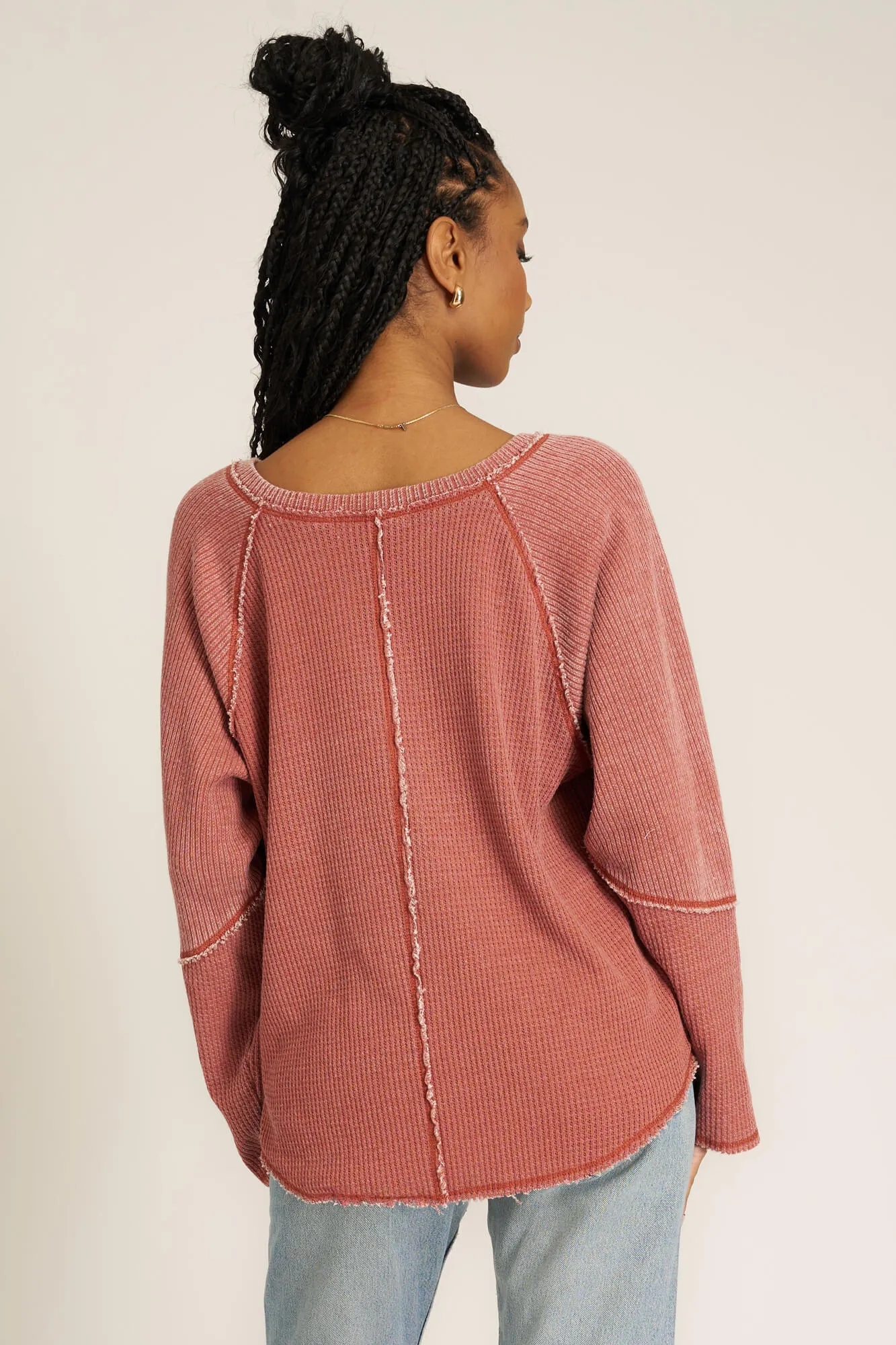 Wylder Scoop Neck Burnout Long Sleeve - Desert Clay