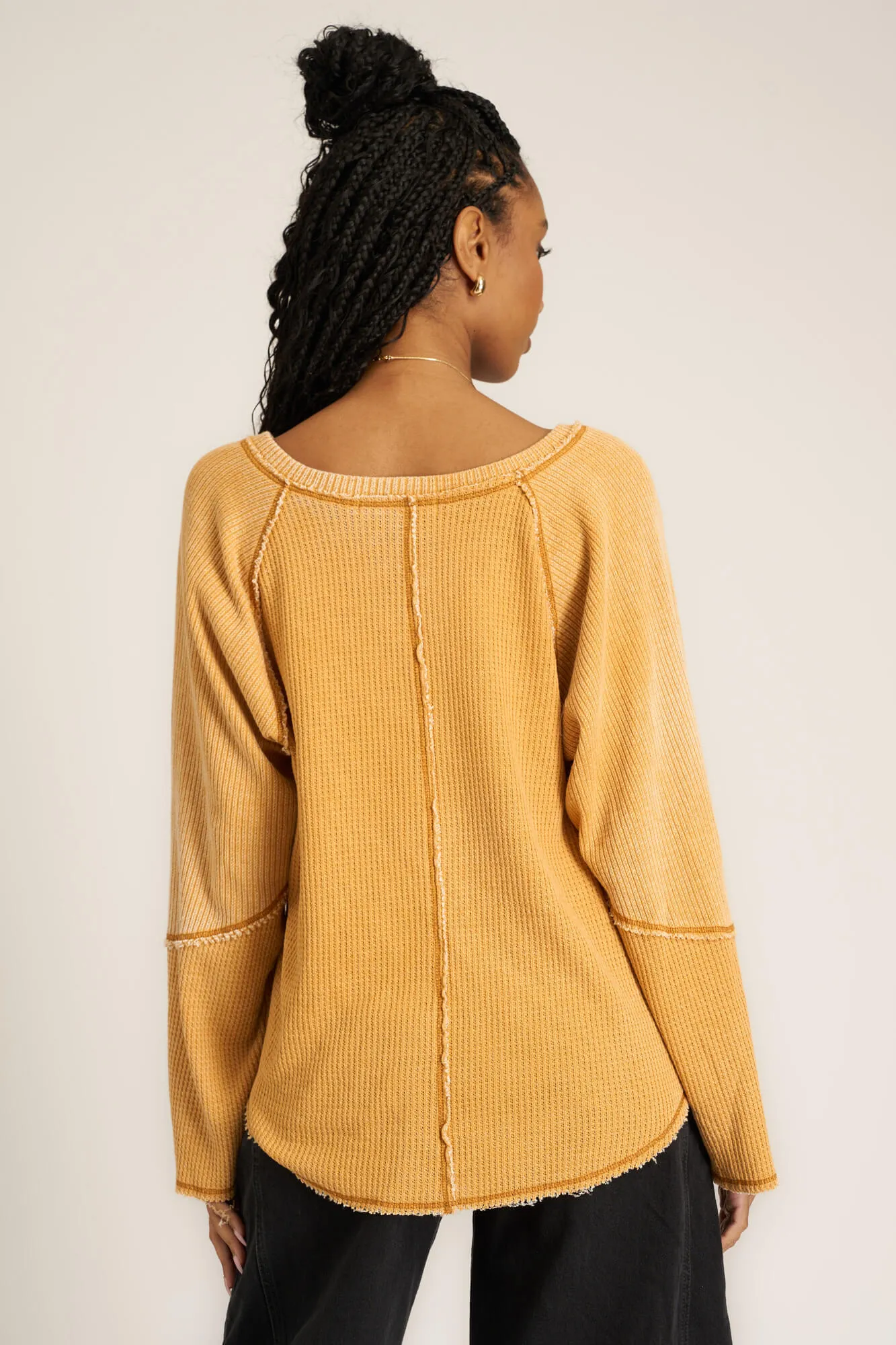 Wylder Scoop Neck Burnout Long Sleeve - Golden Harvest