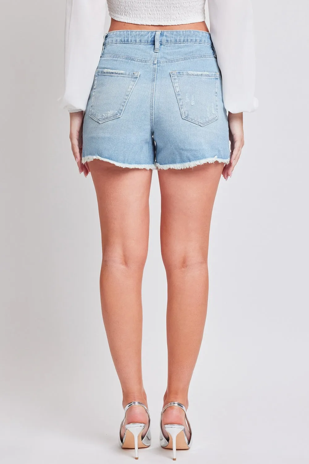 Ymi Jeanswear Distressed Frayed Hem Denim Shorts